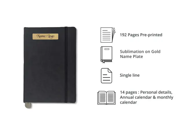 Royal Black Leatherette Diary