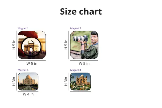 Rectangle & Square Fridge Magnets - Set of 4