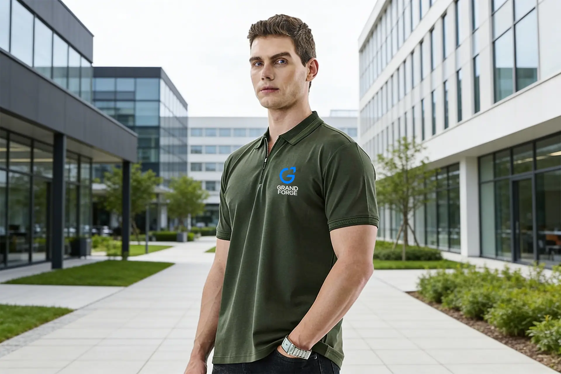 Snitch Textured Zipper Polo Tshirt