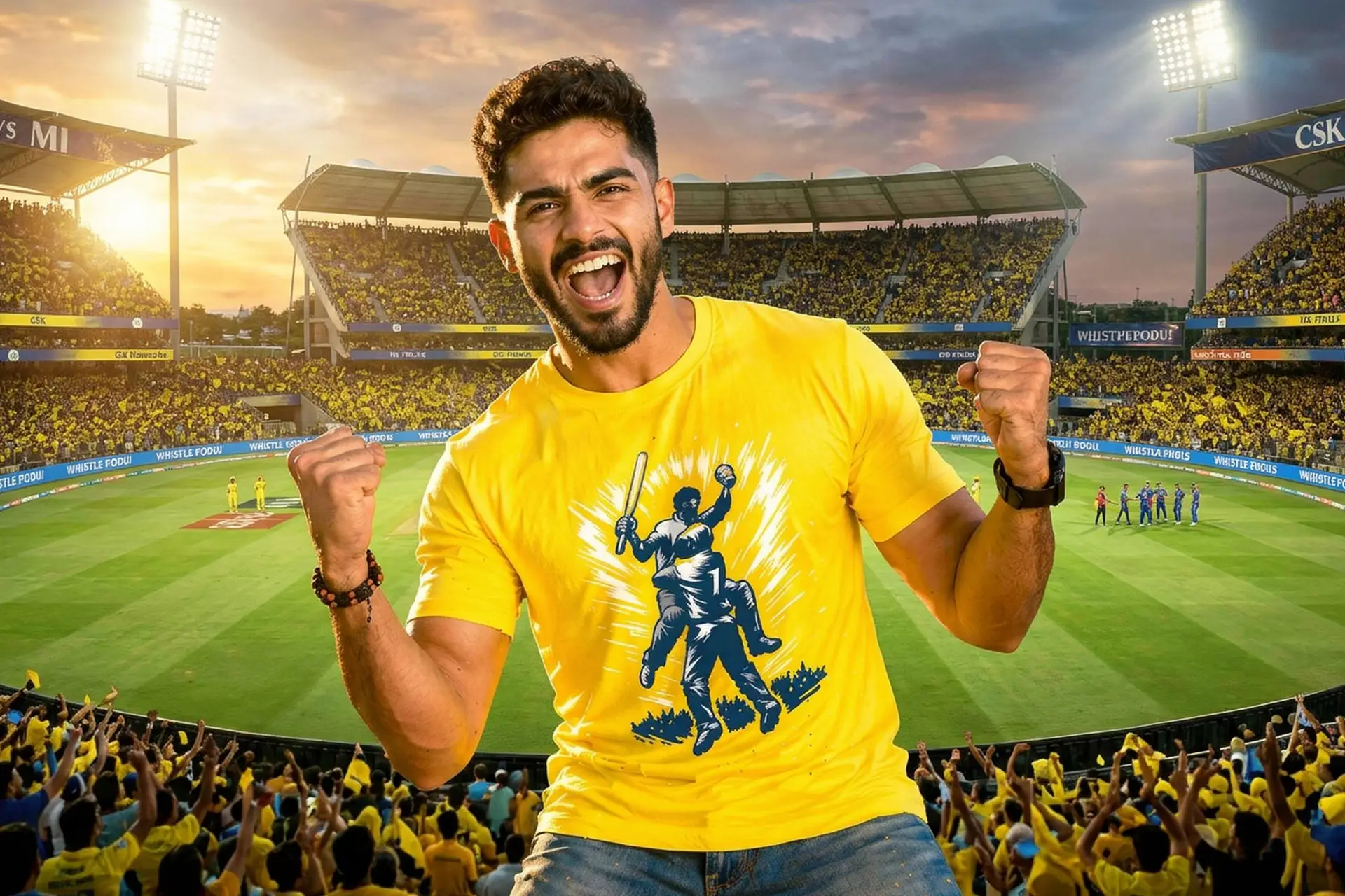 IPL CSK Yellow Round Neck Tshirt