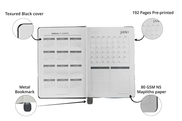 Royal Black Leatherette Diary