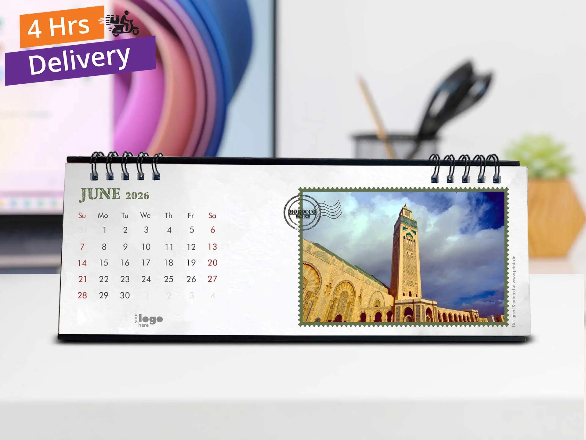 Personalized Long Desktop Calendar 