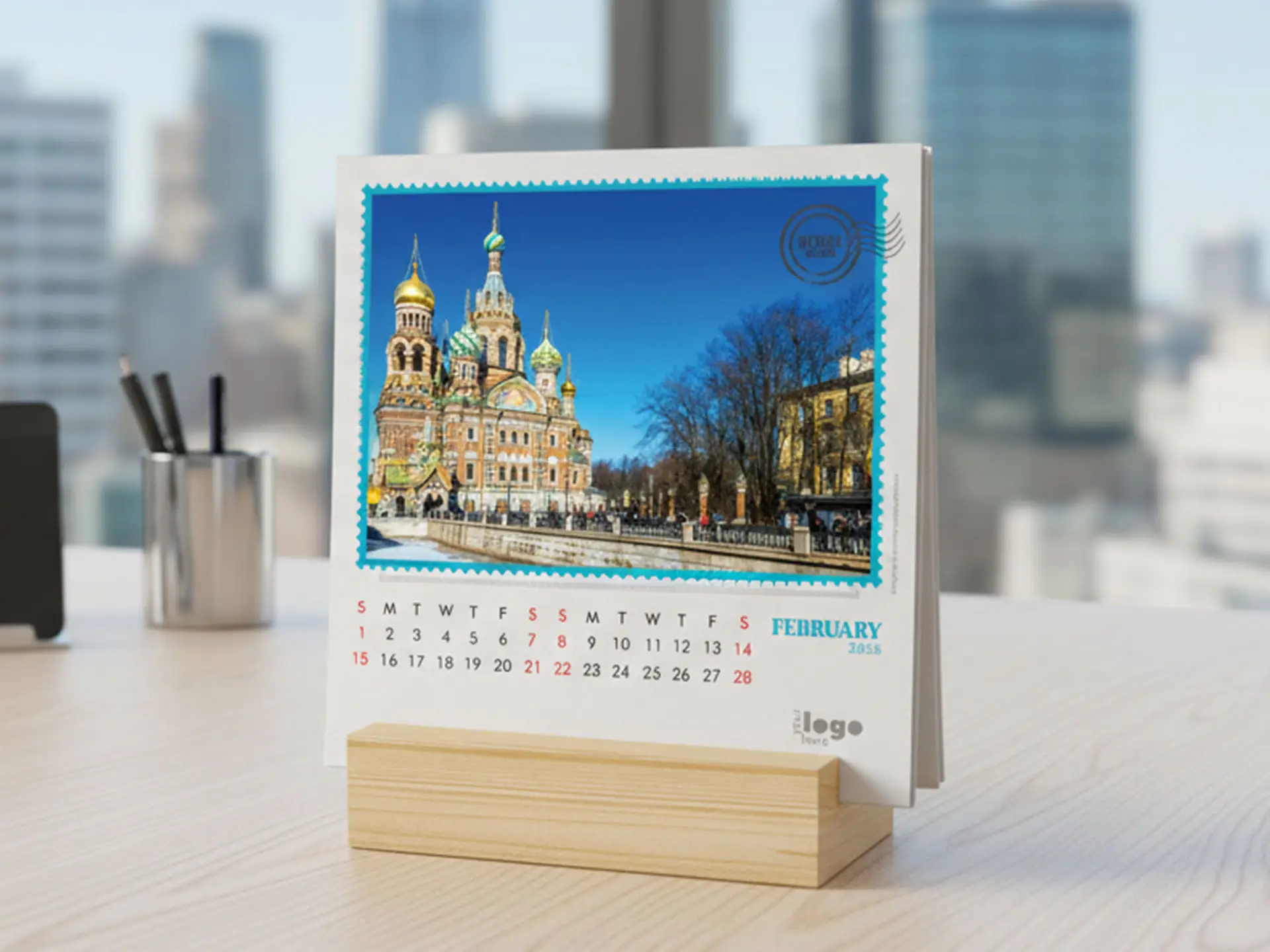Mini Wooden Desktop Calendar
