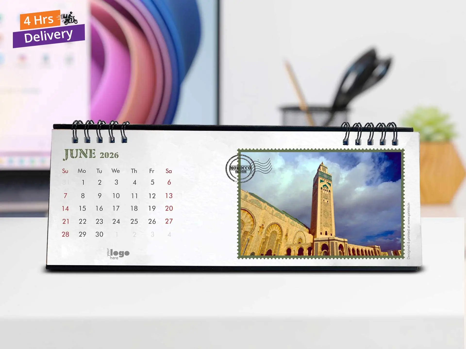 Personalized Long Desktop Calendar 