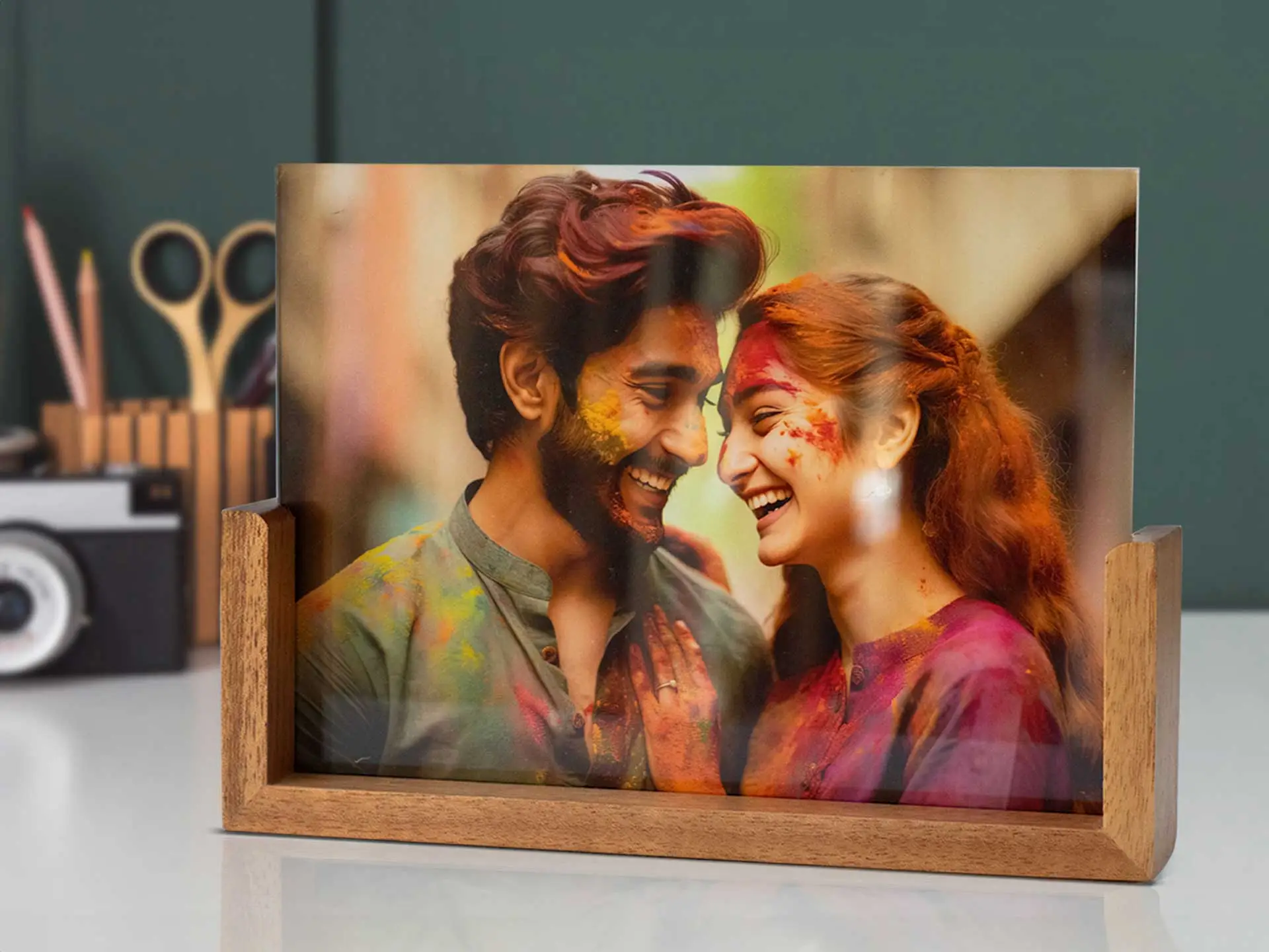 Personalized Photo with Wooden Stand