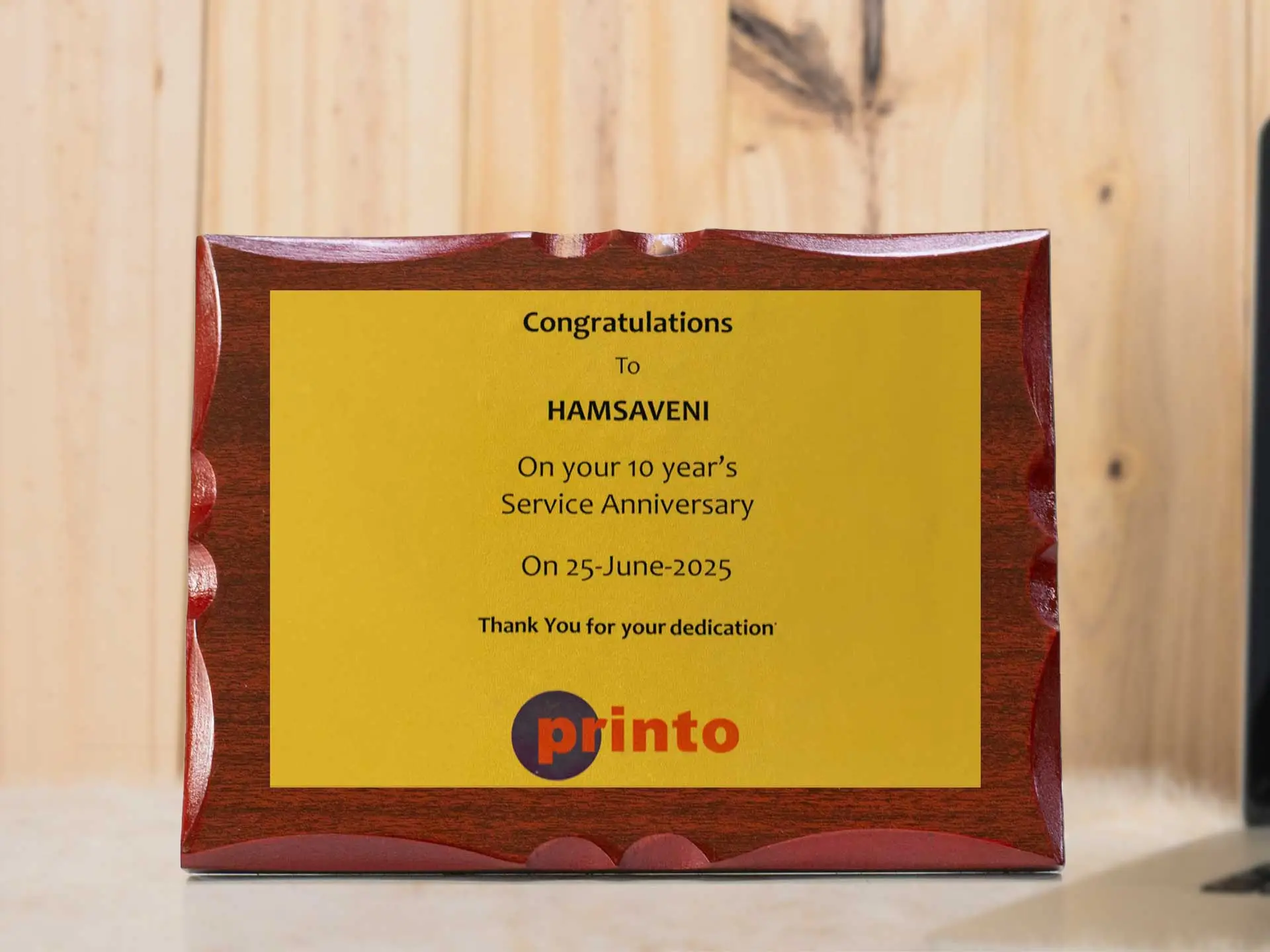 Redwood Honor Plaque