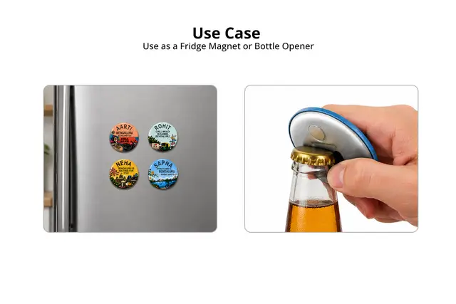 Customised Bottle Opener Magnet - Set of 4