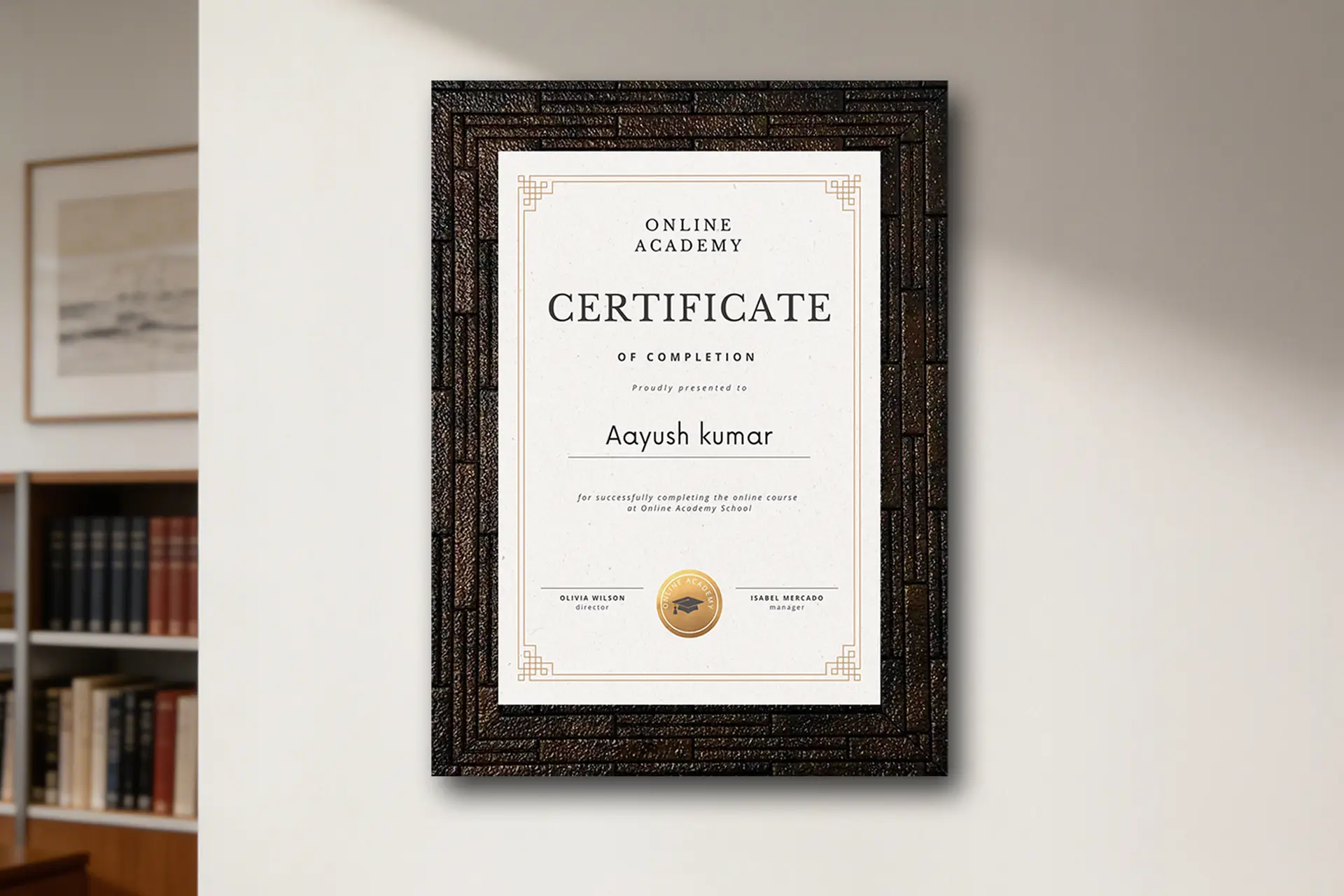 A4 Maze Brown Framed Certificates