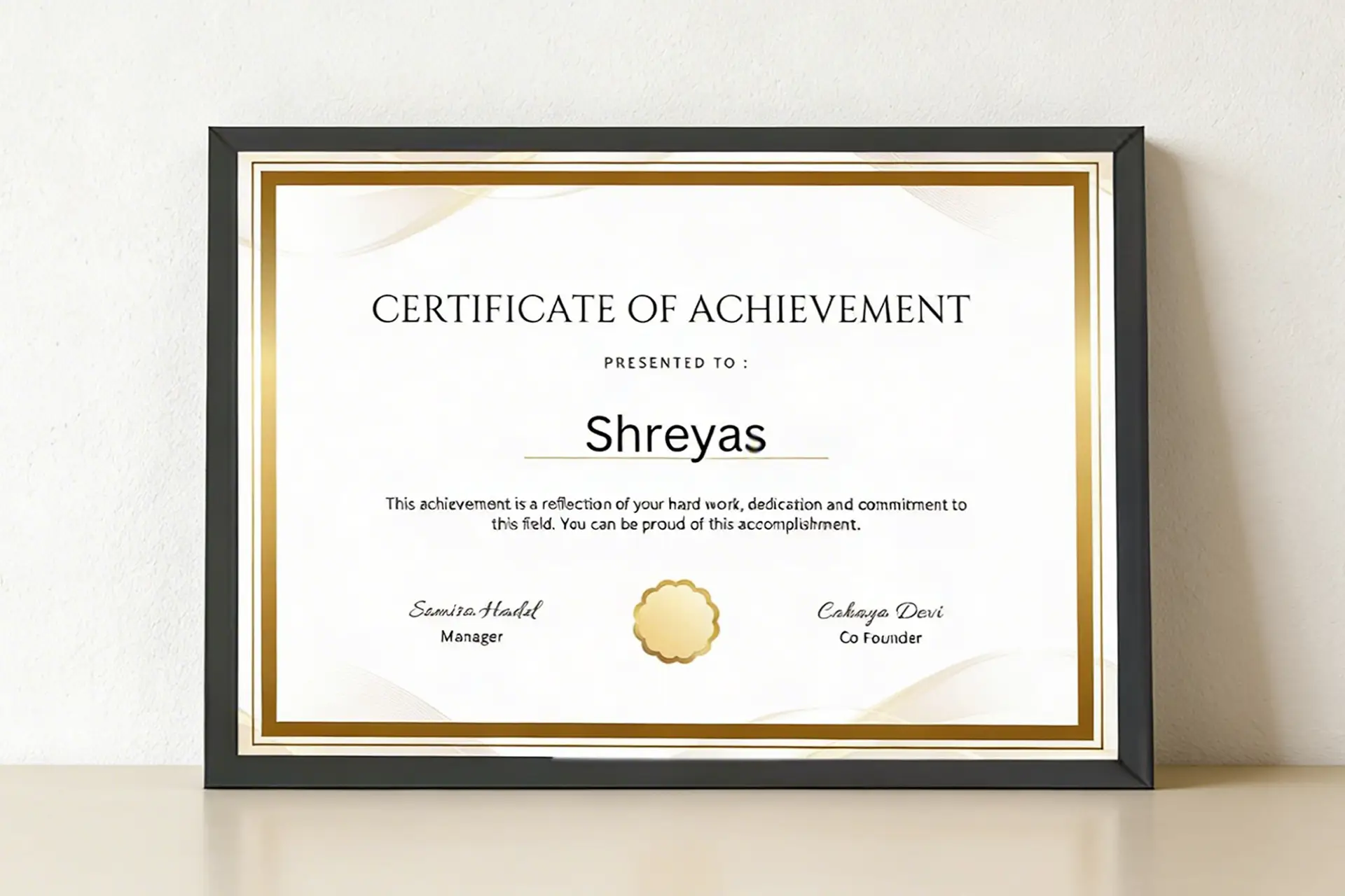 A4 Plain Black Framed Certificates