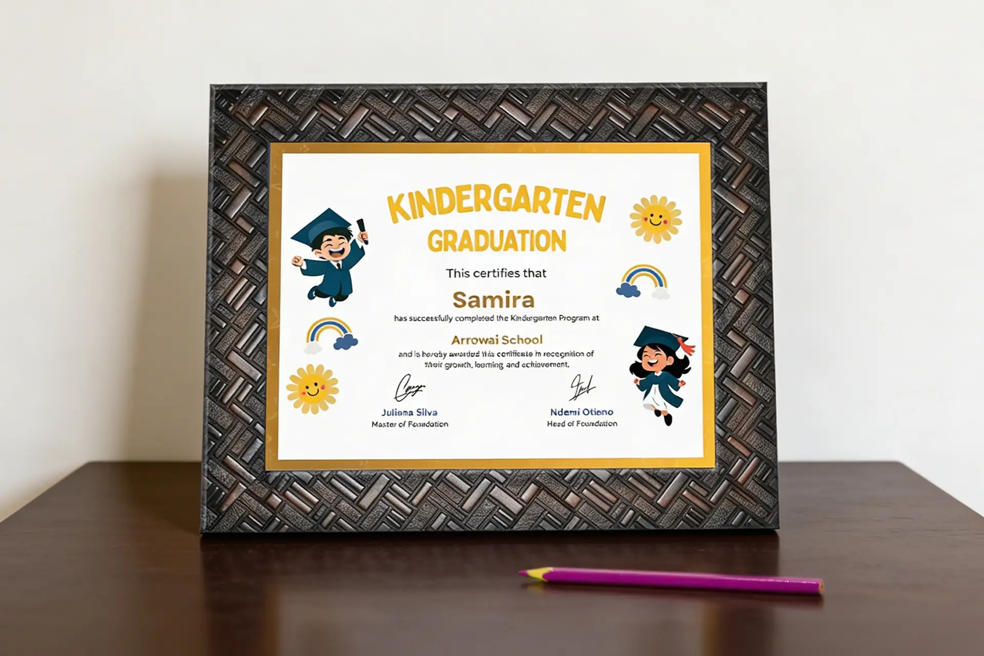 Maroon with Cheak Brown Framed Certificates