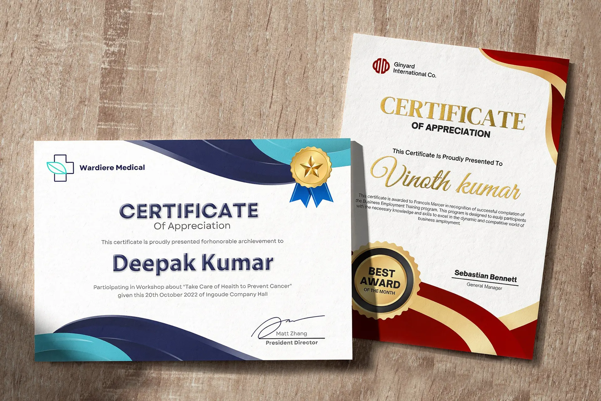 Premium Finish Certificates