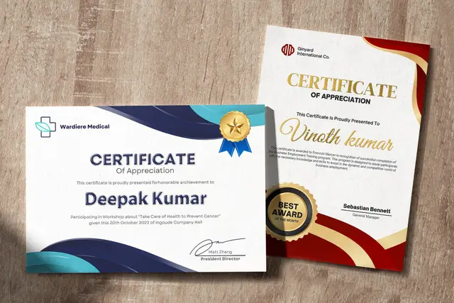 Premium Finish Certificates