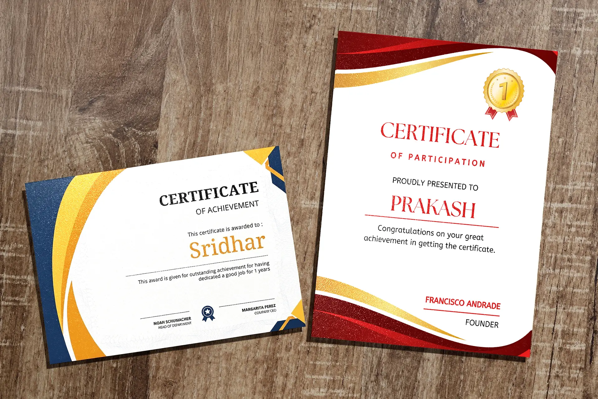 Premium Paper Certificates