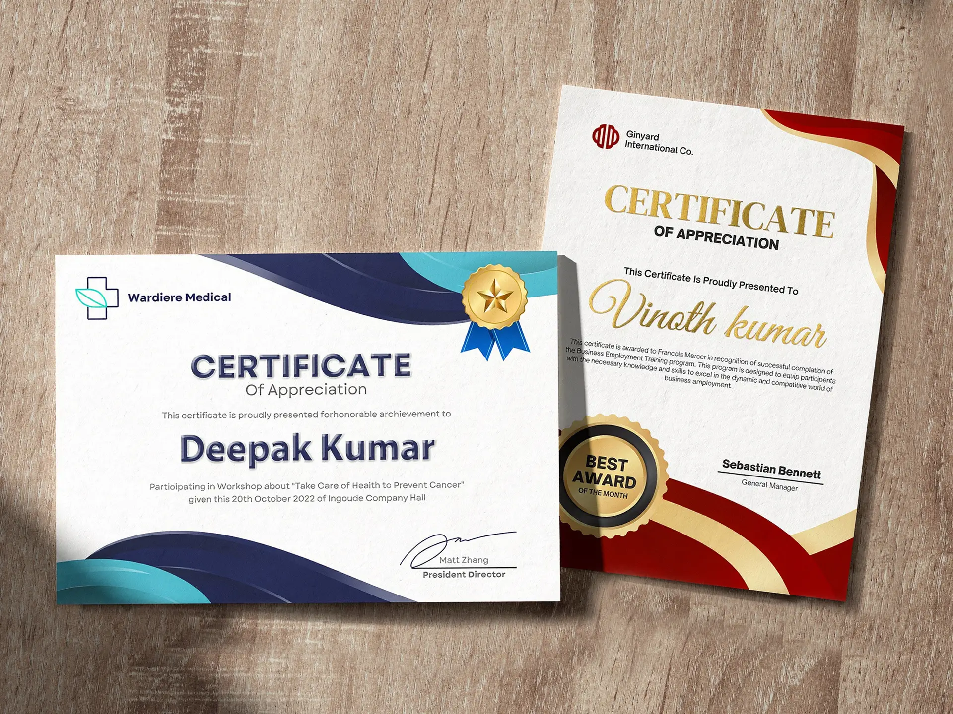 Premium Finish Certificates