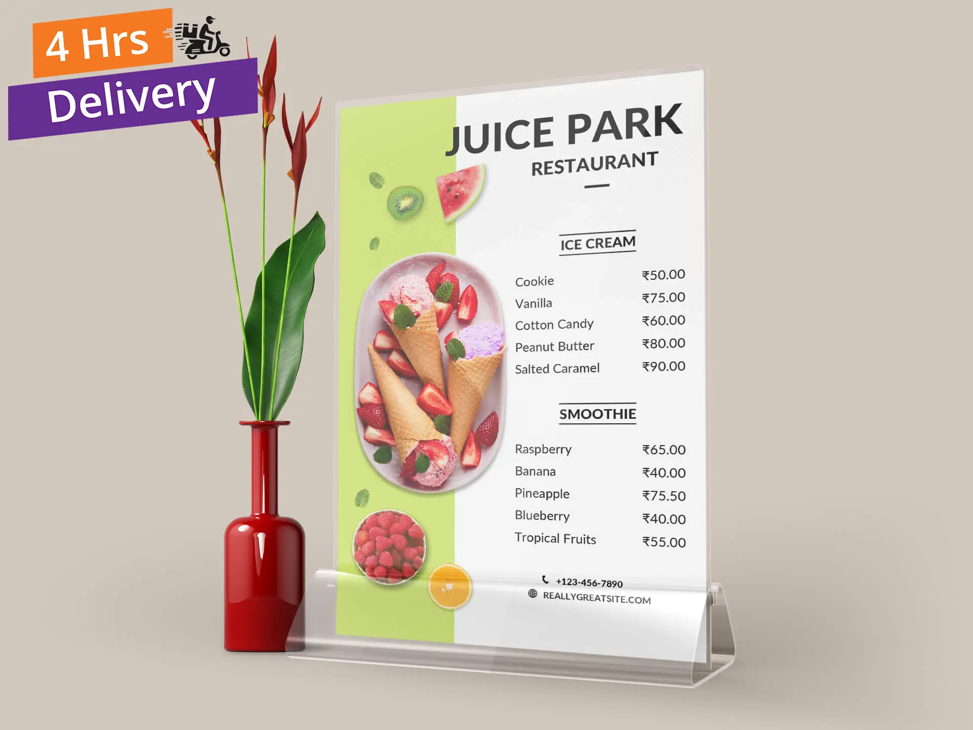 Flat Menu Cards