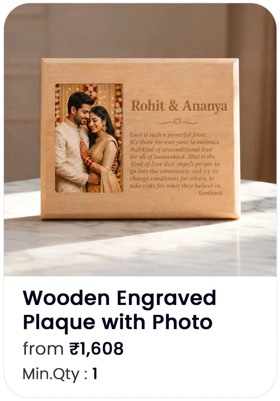 Wooden Engraved Plaque with Photo