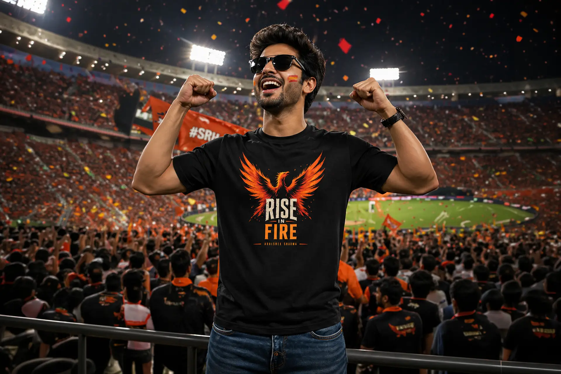 IPL SRH Black Round Neck Tshirt