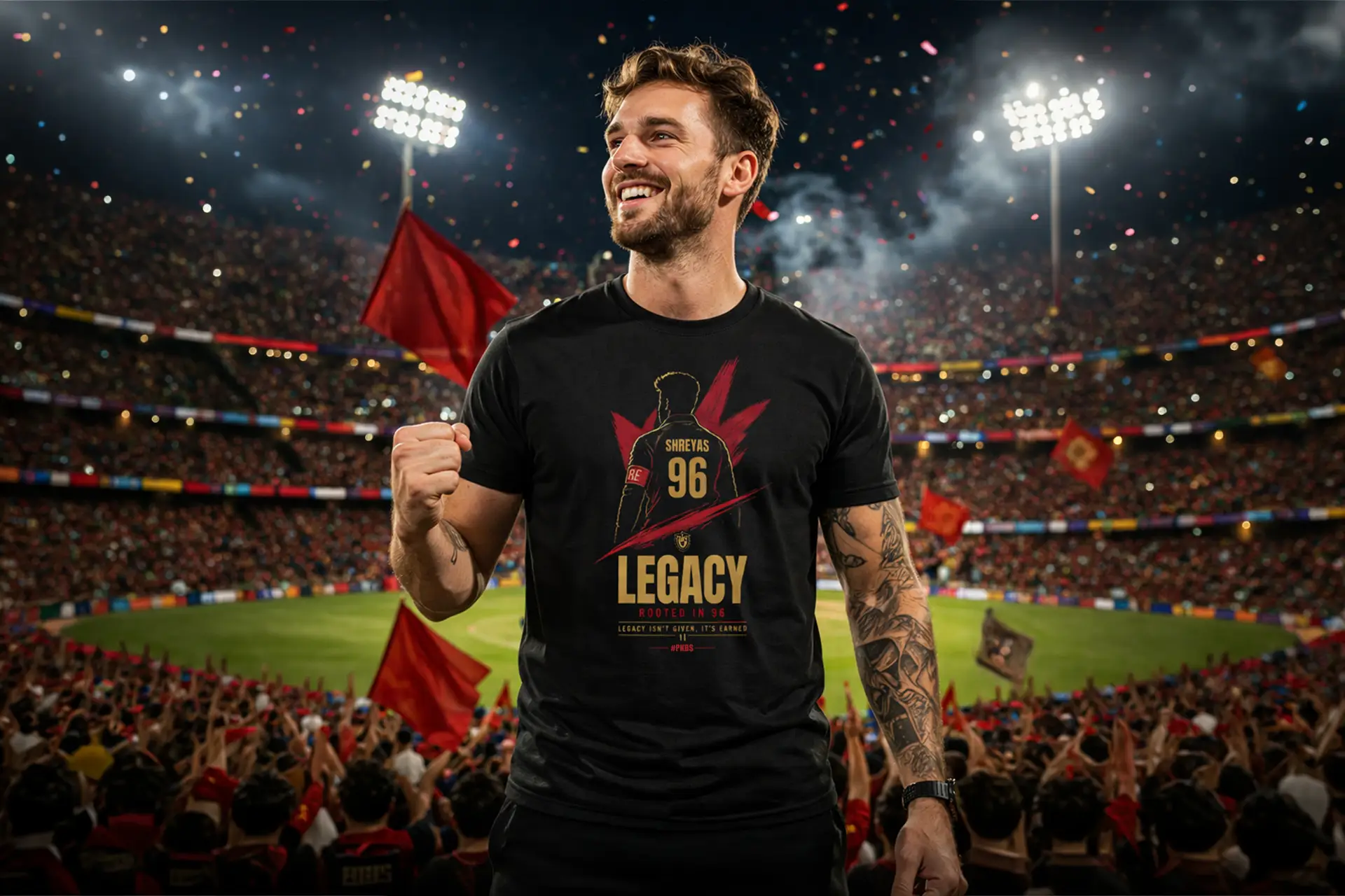 IPL PBKS Legacy Black Round Neck Tshirt