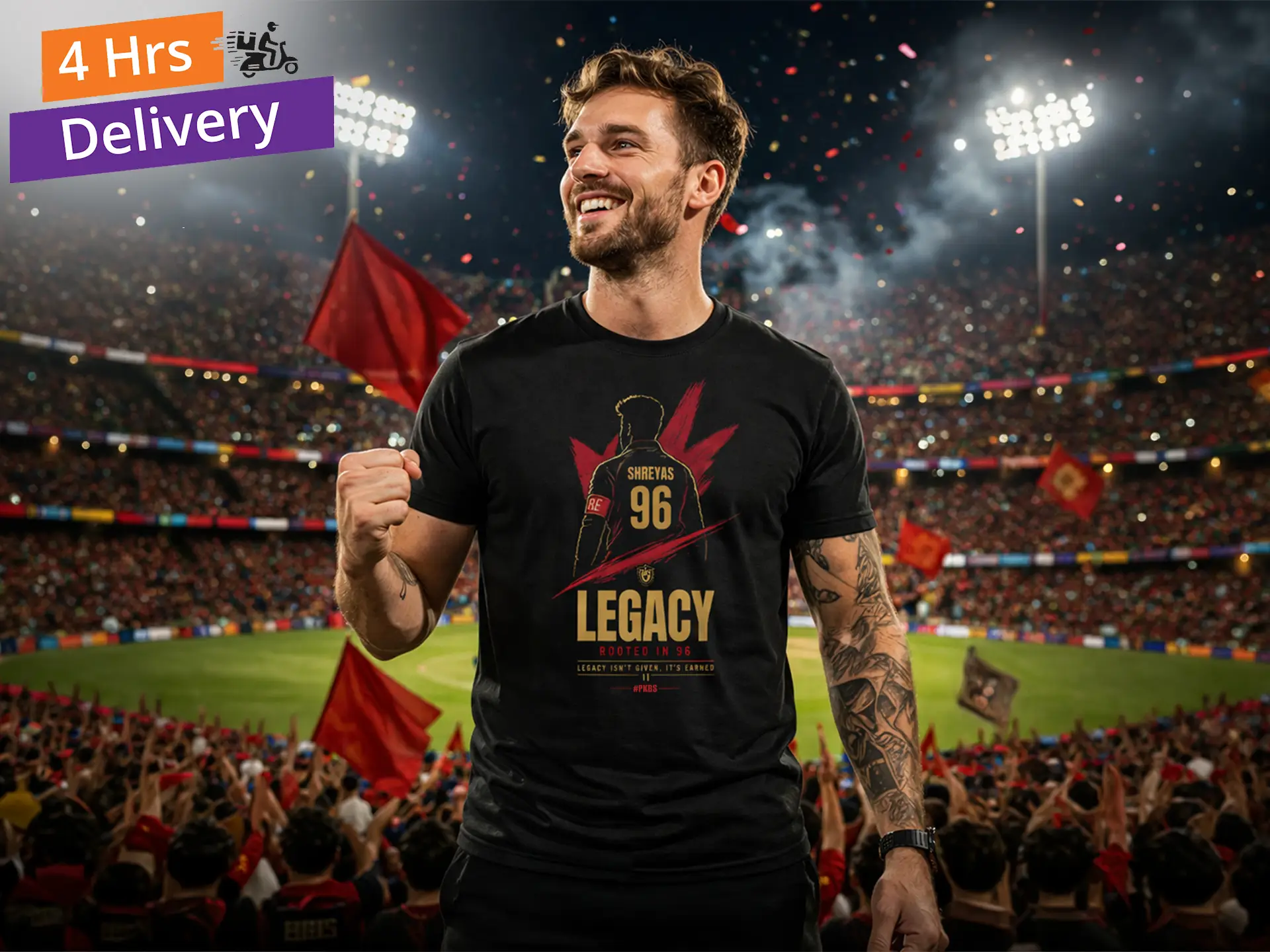 IPL PBKS Legacy Black Round Neck Tshirt