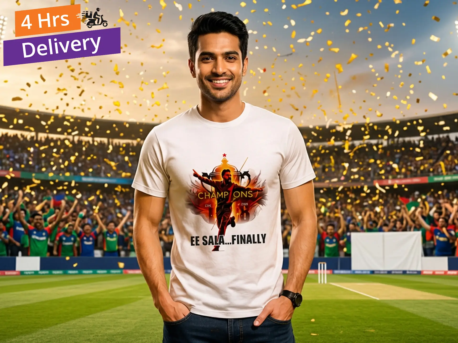 IPL RCB White Round Neck Tshirt