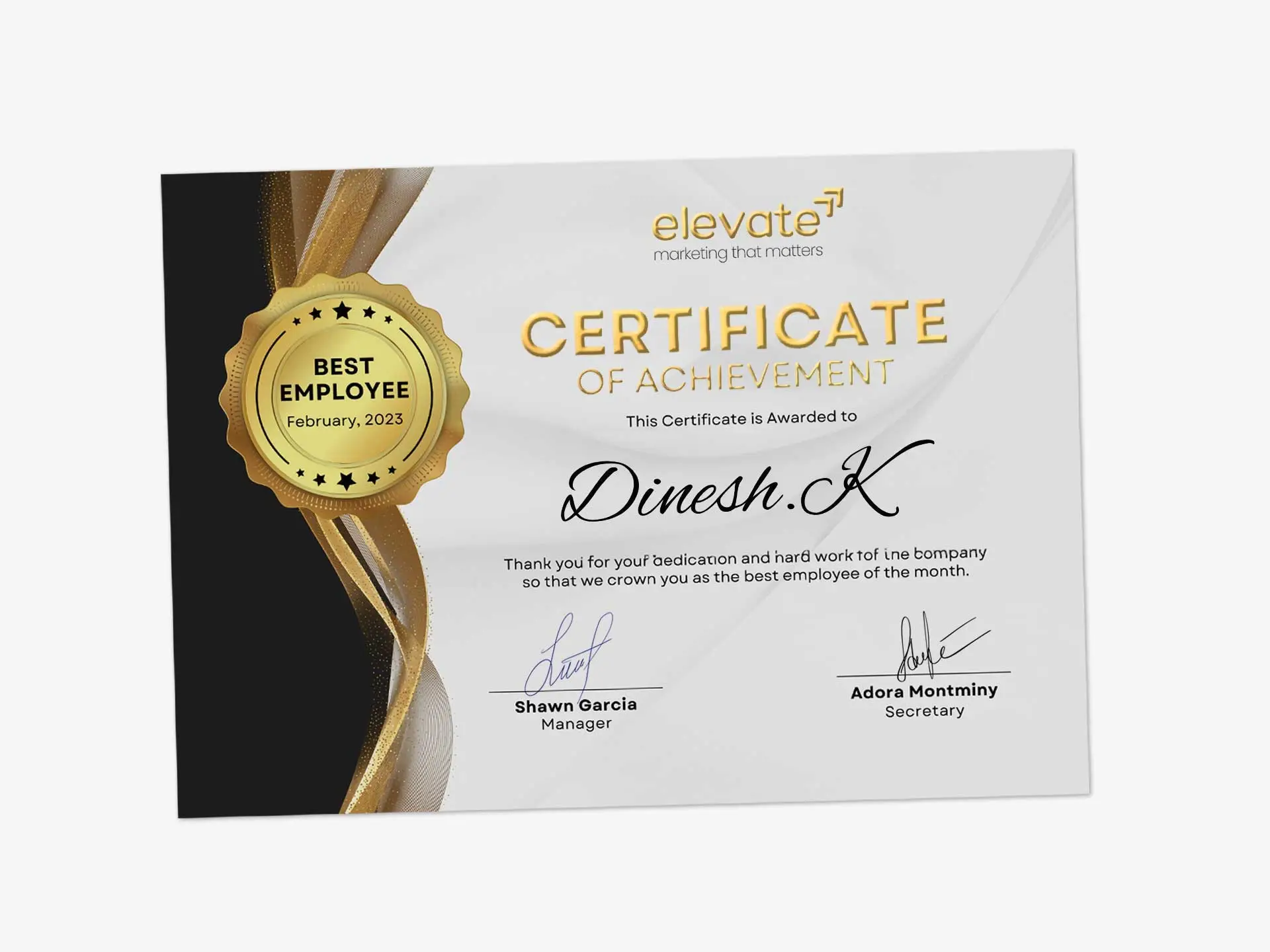 Premium Finish Certificates