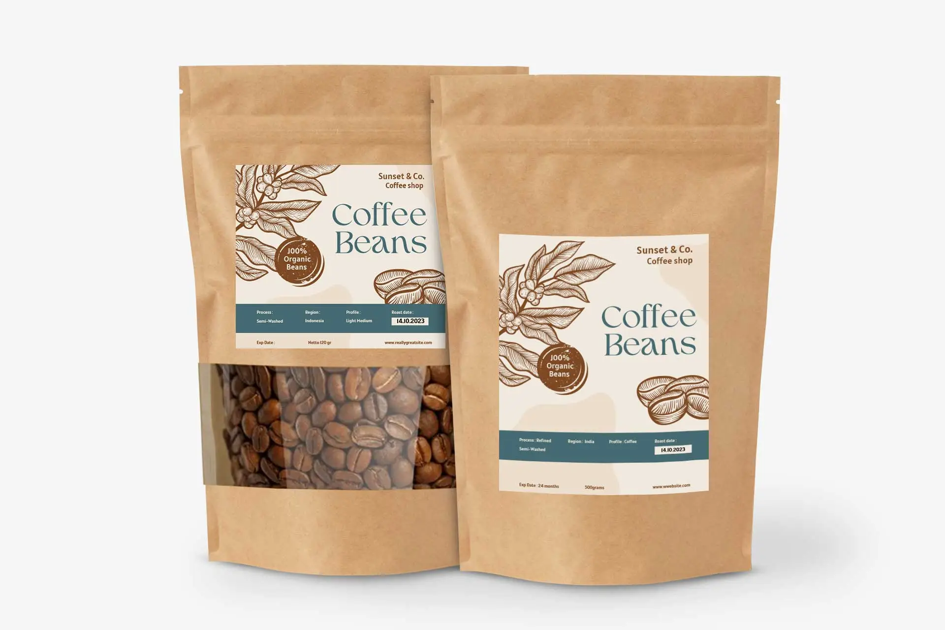 Kraft pouch with printed label