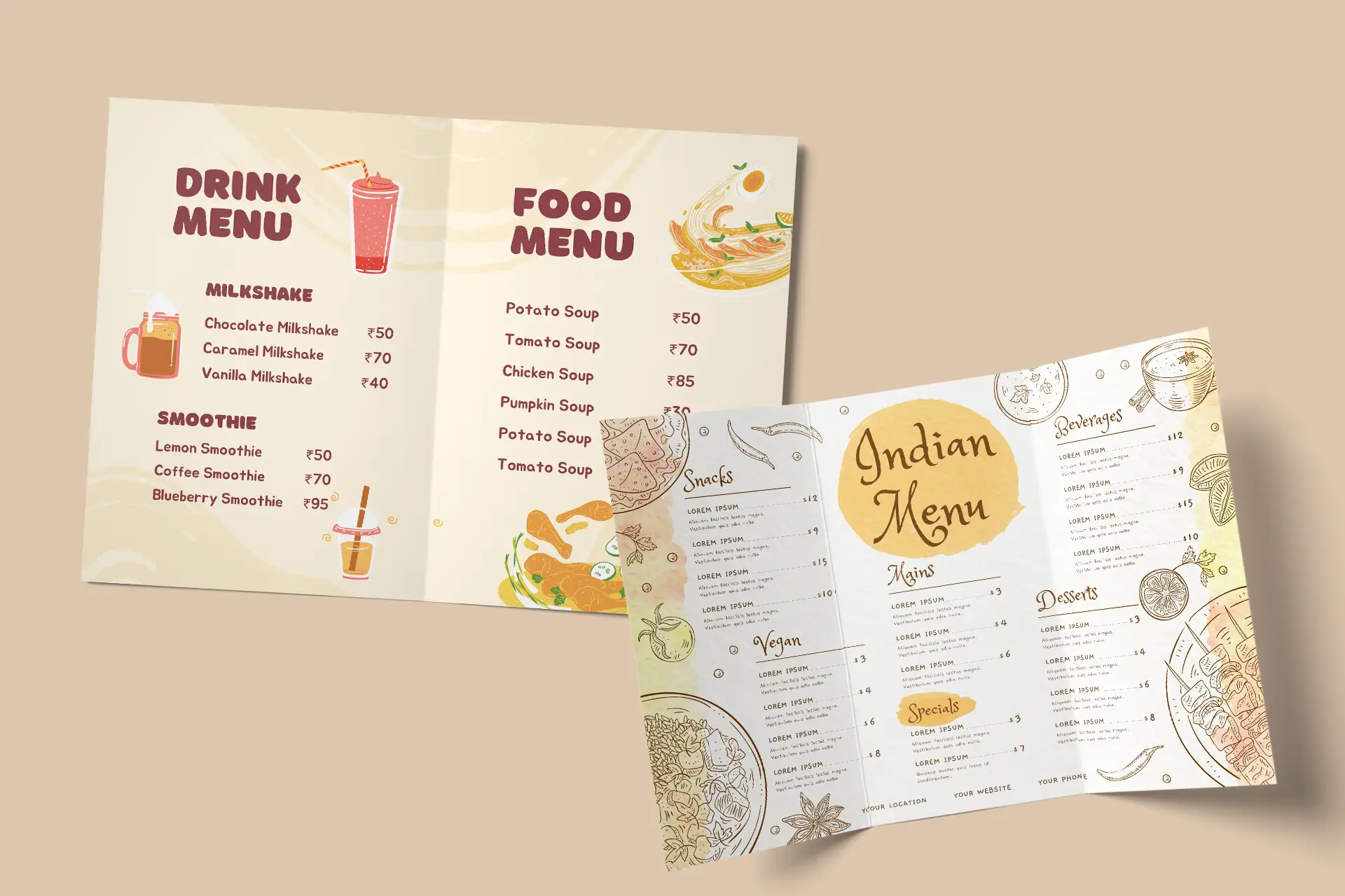 Custom Folded Menu Cards