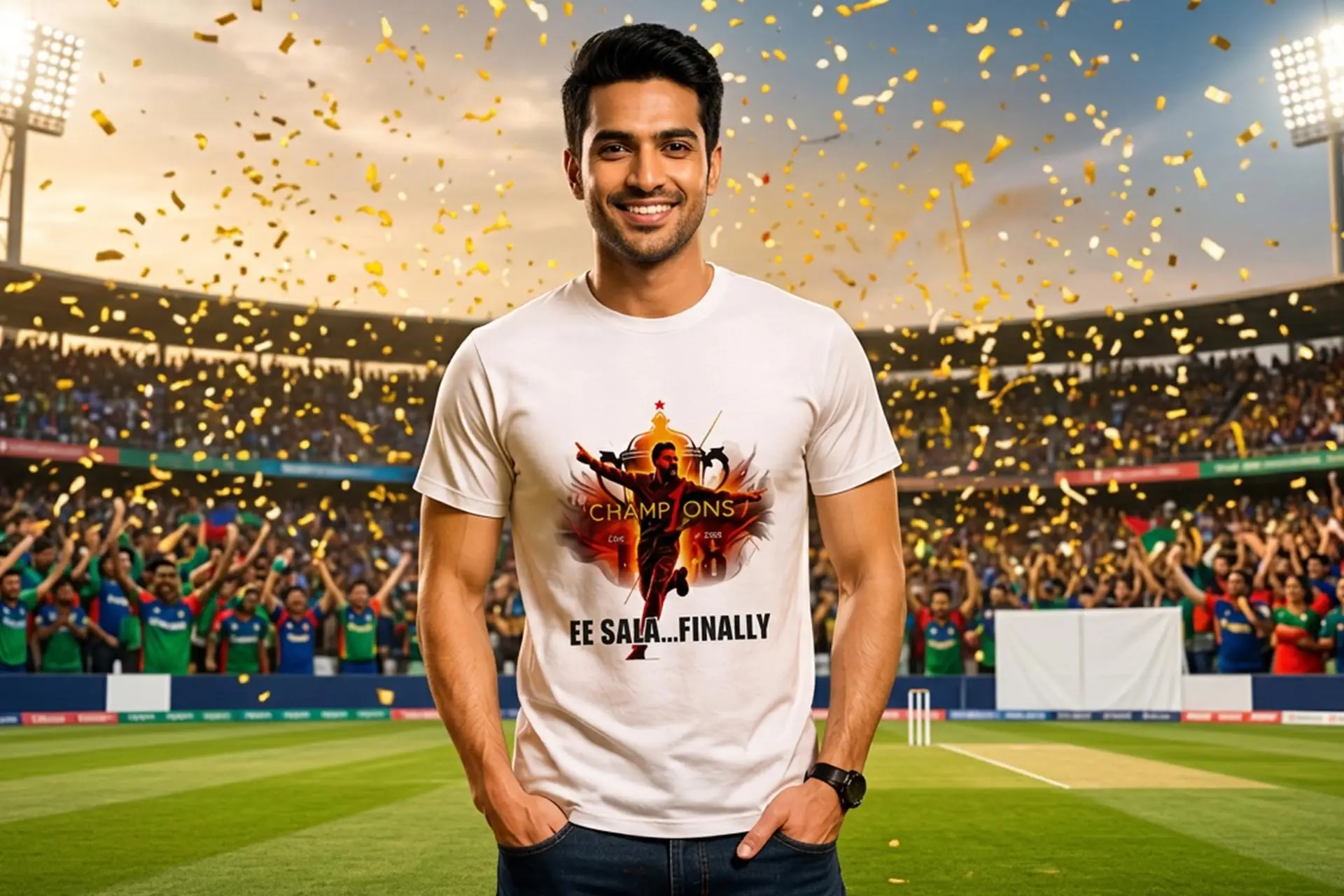 IPL RCB White Round Neck Tshirt