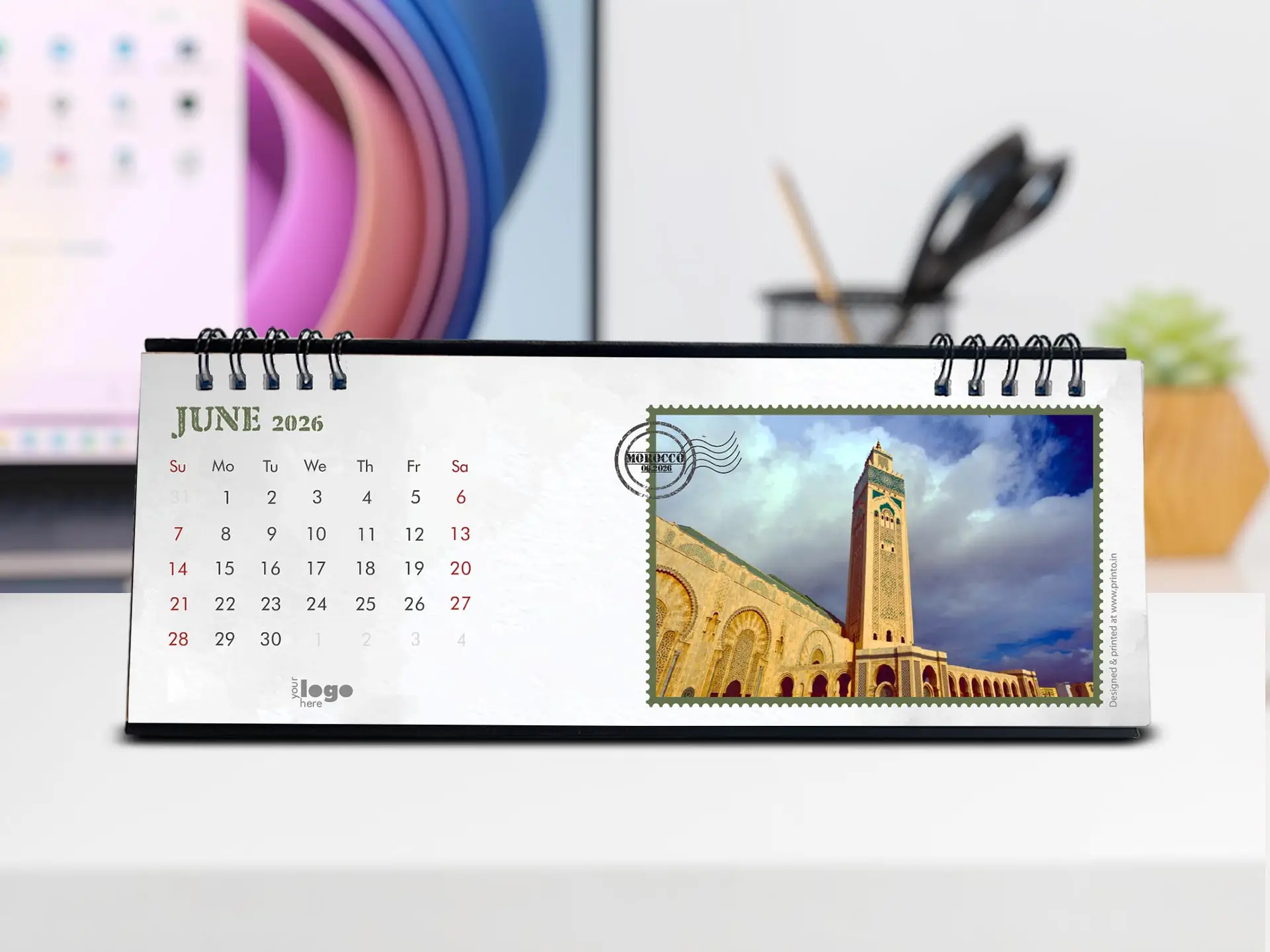 Personalized Long Desktop Calendar 