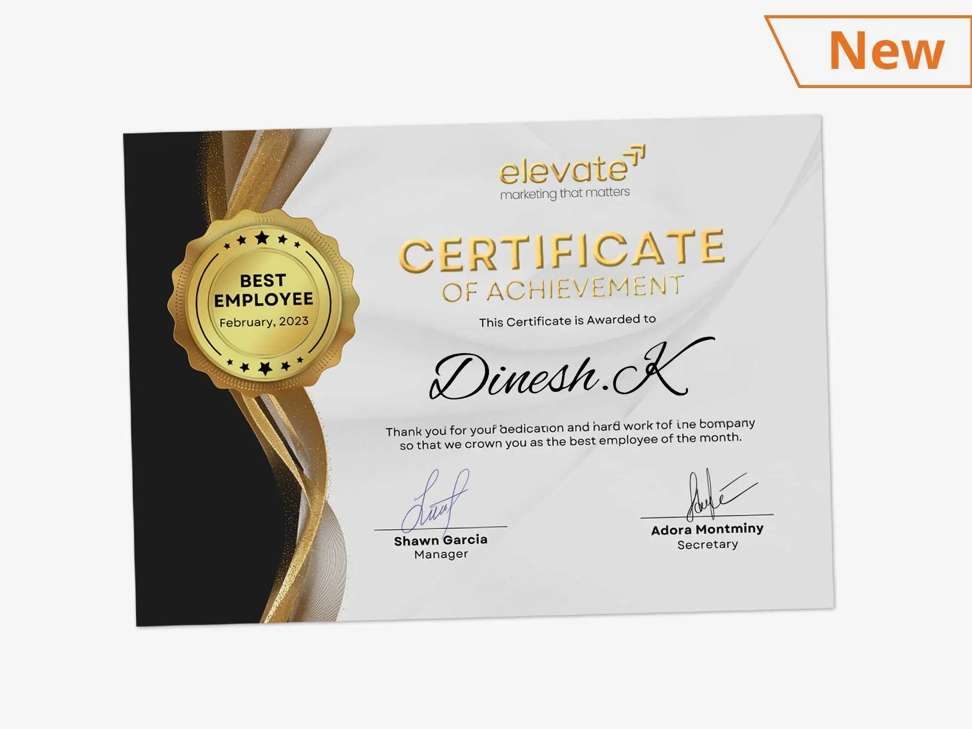 Premium Finish Certificates