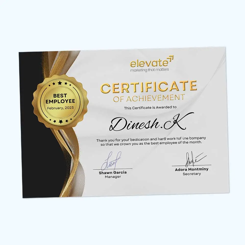 Premium Finish Certificates