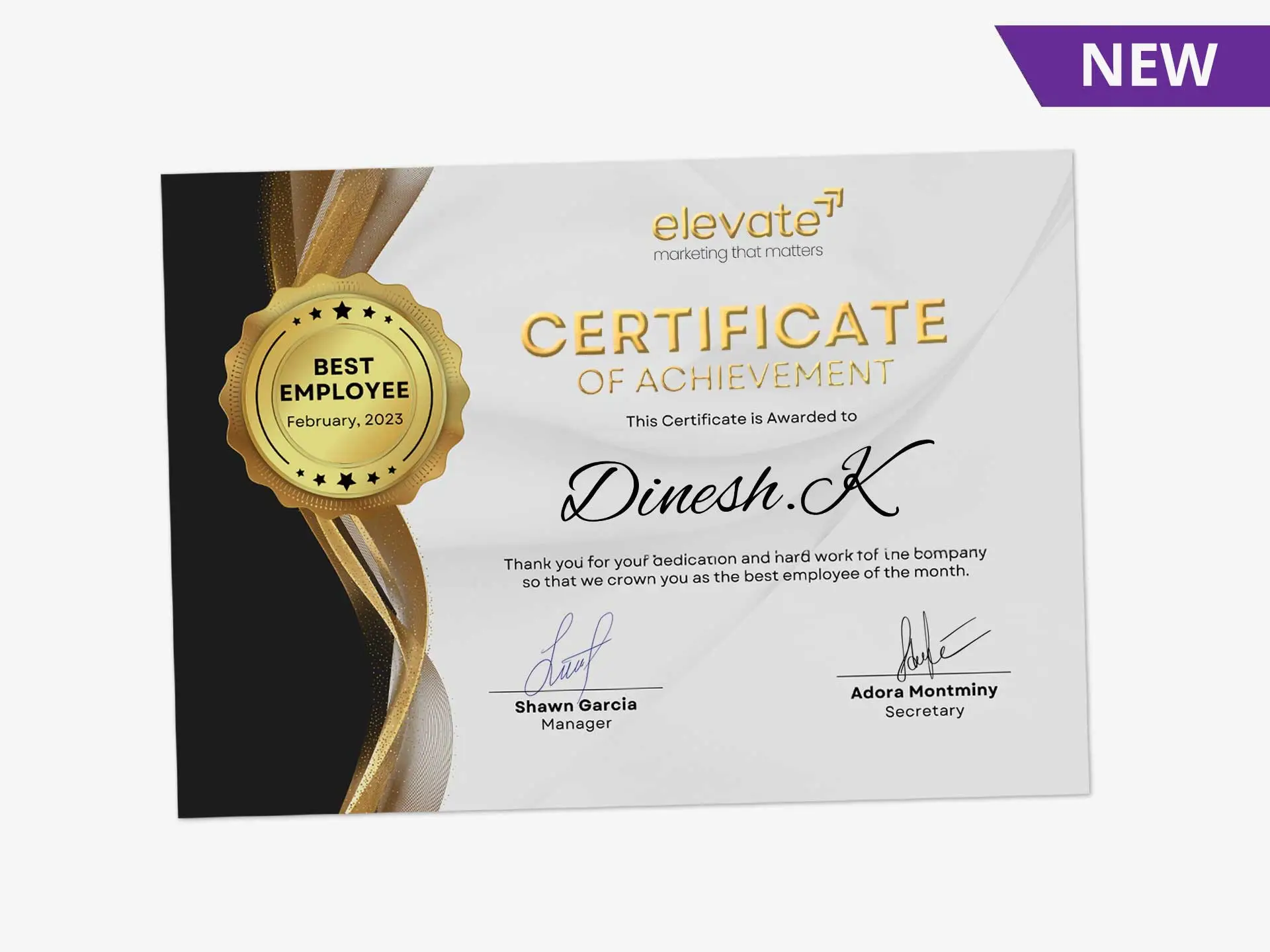 Premium Finish Certificates