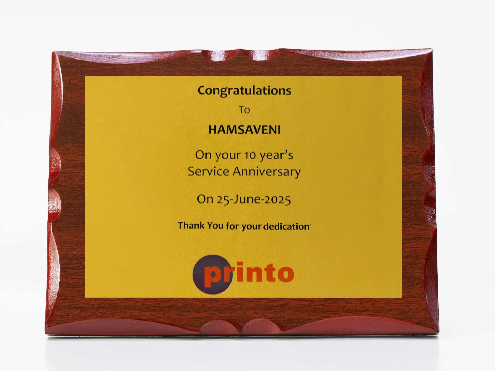 Redwood Honor Plaque